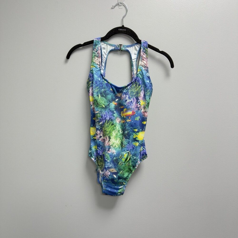 Venus Tropical Fish Reef Print One Piece Swimsuit Size 6 Racerback Shelf Bra Pad
